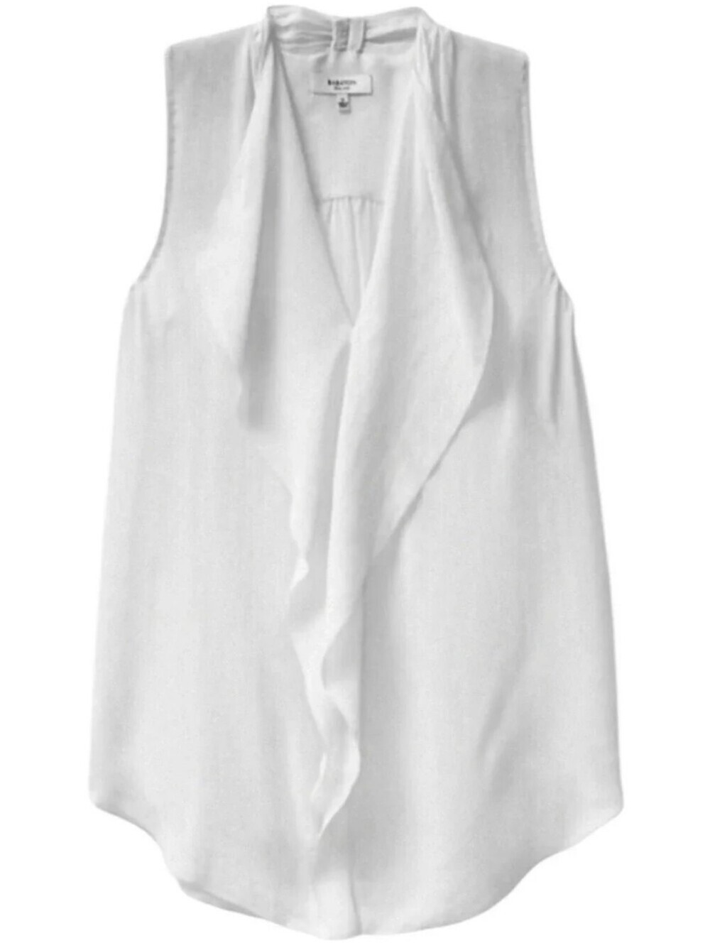 Babaton Ainsley Blouse Women Small White Silk Ruffle Sleeveless